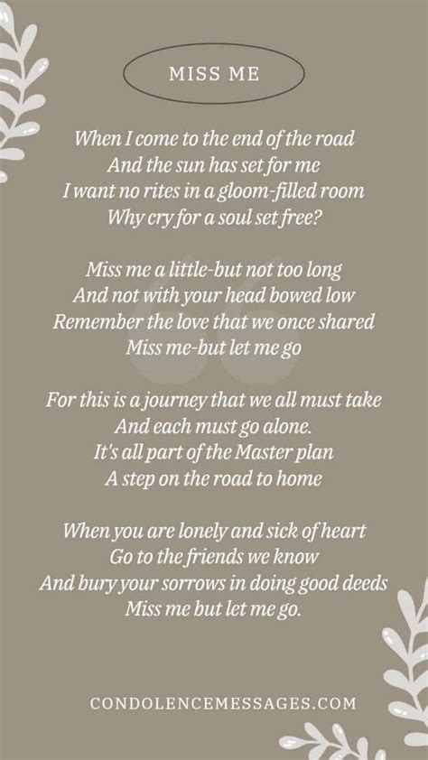 Miss Me But Let Me Go Poem In Loving Memory