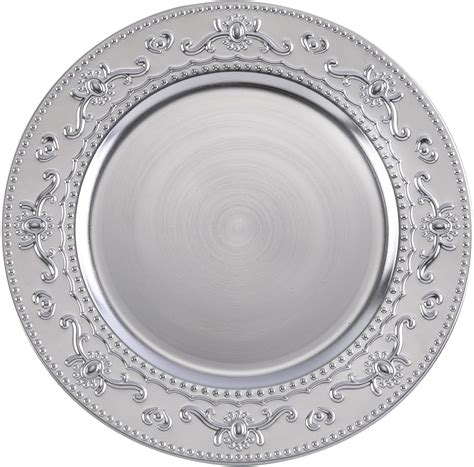 Amazon Tiger Chef 13 Inch Silver Metallic Charger Plates Set Of