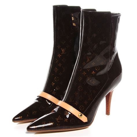 Louis Vuitton Monogram Patent Gina Ankle Boots