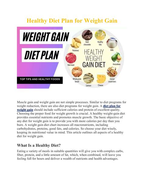 Healthy Diet Plan For Weight Gain by Natashamohan1 - Issuu