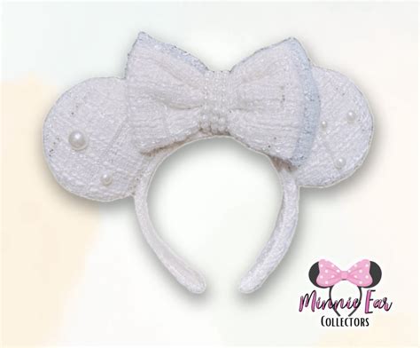 White Tweed And Pearl Ears Minnie Ear Collectors