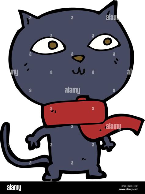 Cartoon Black Cat Wearing Scarf Stock Vector Image And Art Alamy