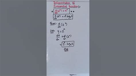 Differentiation Of Exponential Function Youtube