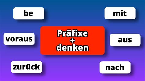 Das Verb denken Präfixe bedenken mitdenken vorausdenken The verb