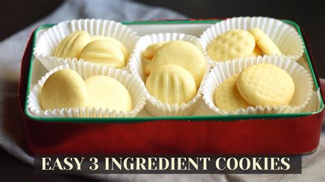 Easy 3 Ingredient Cookies 3 Ingredient Sugar Cookies Butter Cookie Recipe Easy Cookie Recipe