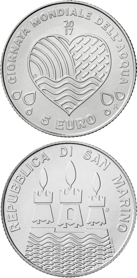 Silver 5 euro coins. The 5 euro coin series from San Marino