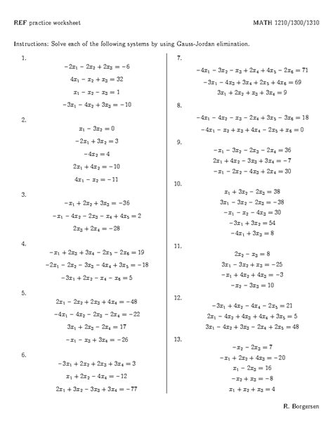 Gauss Jordan Practice Instructions Solve Each Of The Following