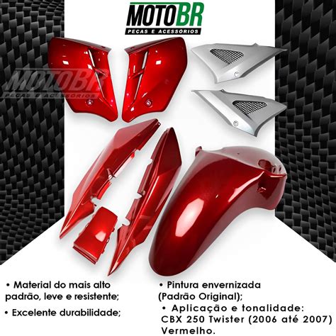 Kit Carenagem Completo Cbx 250 Twister 2006 A 2007 Vermelho Motobr