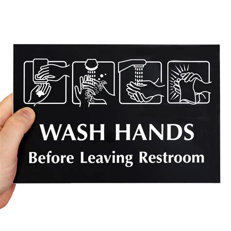 Wash Hands Before Leaving Restroom Engraved Graphic Sign Sku Se 6589