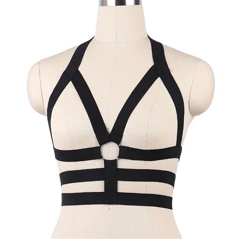 Black Cupless Cage Bralette Sexy Strappy Tops Bustier Adjustable