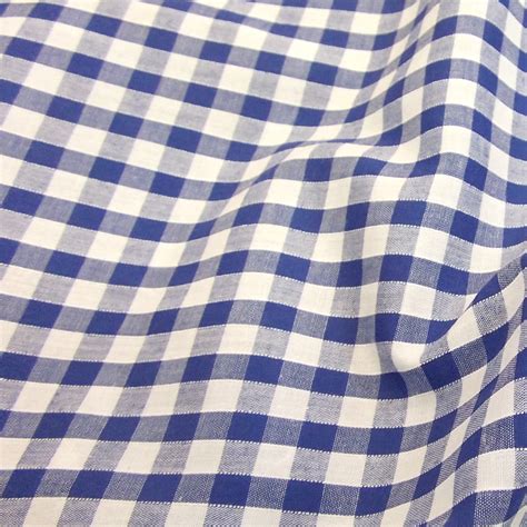 Royal Blue Corded Gingham Quarter Inch Check Dress Fabric