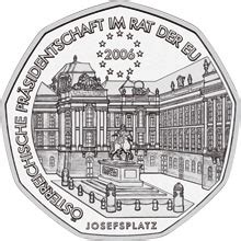 Österreich 5 Euro 2006 EU Präsidentschaft Silber im Folder eurofischer