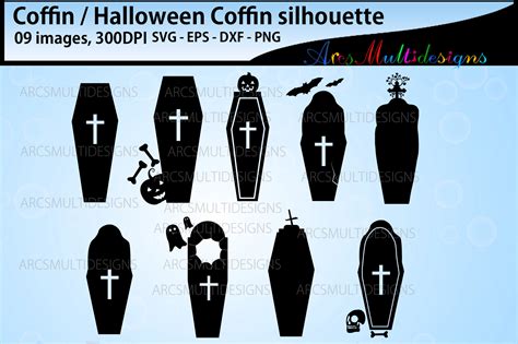 Halloween Coffin Silhouette Bundle Graphic by Arcs Multidesigns ...