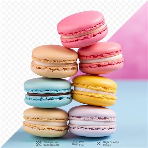 Premium Psd Colorful Macaroons With Selective Focus On Transparent