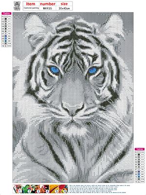 NAIMOER 5D Diamond Painting Kits For Adults White Tiger Diamond