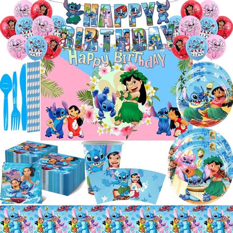 Disney Stitch Theme Kild Birthday Party Decorations Disposable