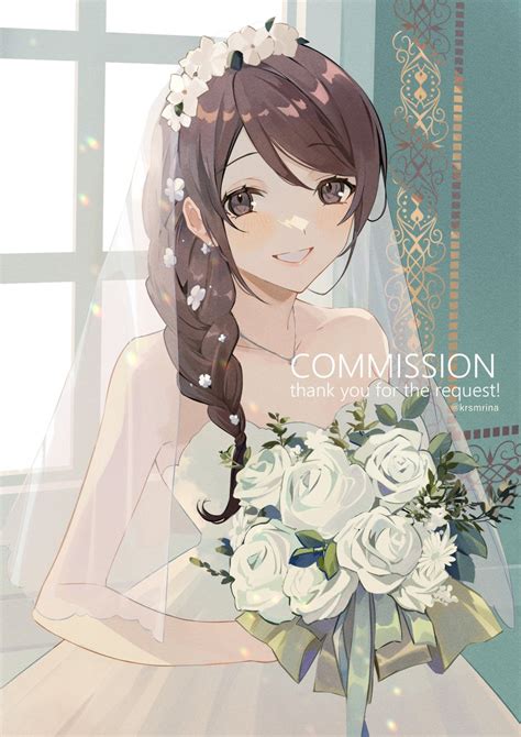 Girl Flower Dress Bouquet Wedding Dress Solo Braid Illustration Images