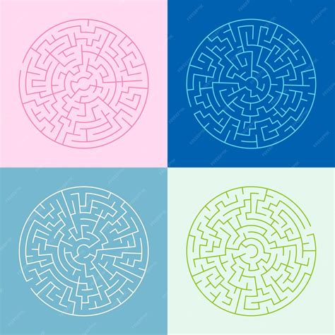 Coleção de padrão de labirinto circular fundo encontrar o atalho para o