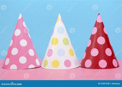 Bright Party Polka Dot Party Hats Stock Photo Image Of White Cheer