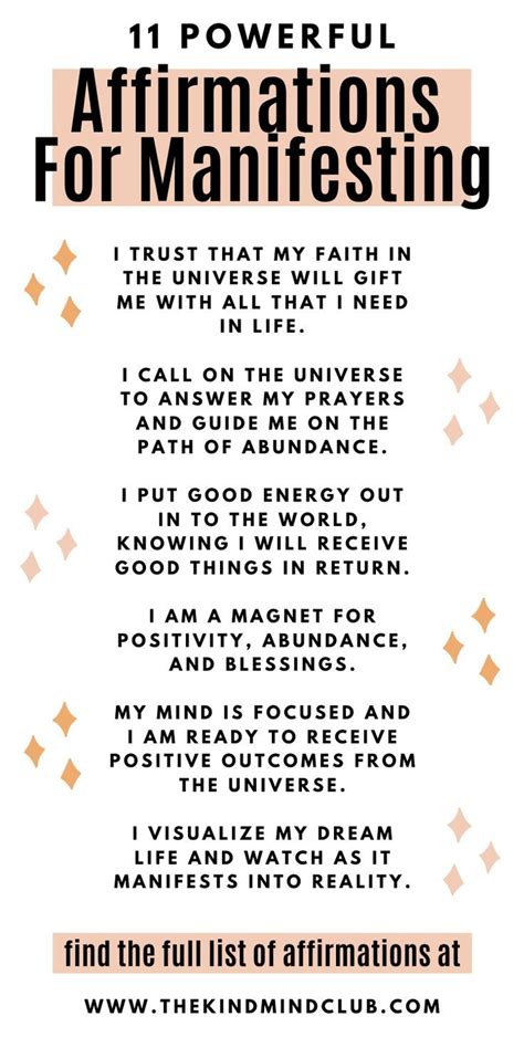 11 Powerful Affirmations For Manifesting Affirmation Quotes Positive