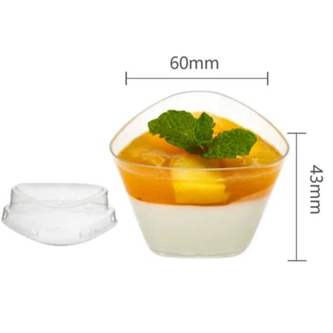 50 Pcs 100 Pcs JC6043F Mini Transparent Plastic Jelly Mousse Cup With