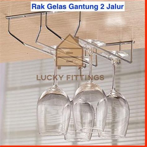 Jual Rak Gelas Gantung 2 Jalur STAINLESS DOUBLE Baris Wine Minibar