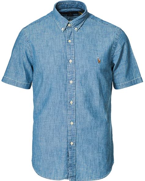 Polo Ralph Lauren Slim Fit Chambray Short Sleeve Shirt Medium Indigo Hos Ca