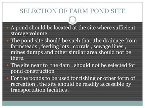 Design And Construction Of Farm Pond Ppt