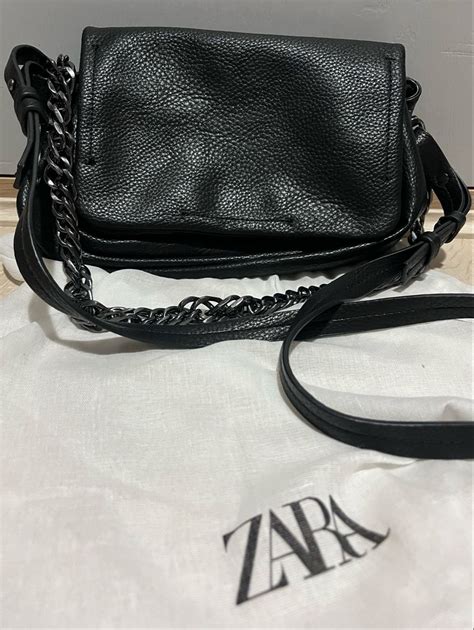 Bolsa Zara Nova Preta Alça de Corrente e Transversal Bolsa de