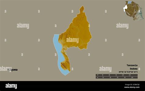 Shape Of Kigoma Region Of Tanzania With Its Capital Isolated On Solid