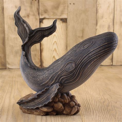 Handcrafted Wooden Whale Sculpture - Capturing the Grace of the Ocean ...