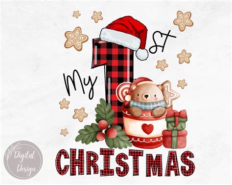 My First Christmas Png My 1st Cute Bear Christmas Digital Download