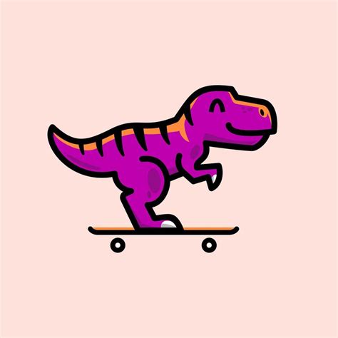 Tirano Saurio Rex En Un Patineta Logo Icono Sonrisa Tiranosaurio