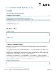 Bsbrsk Ae Sk Of Docx Skills Assessment Event Of Criteria