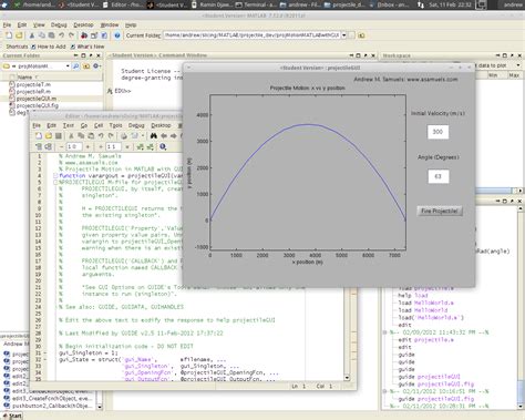 Andrew M Samuels MATLAB Graphical User Interface GUI Projectile Motion