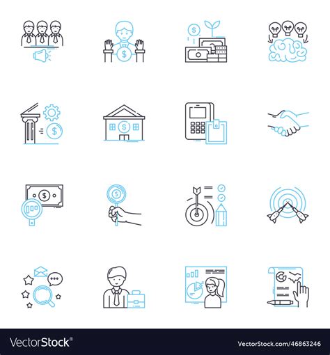 Financial Analysis Linear Icons Set Profitability Vector Image