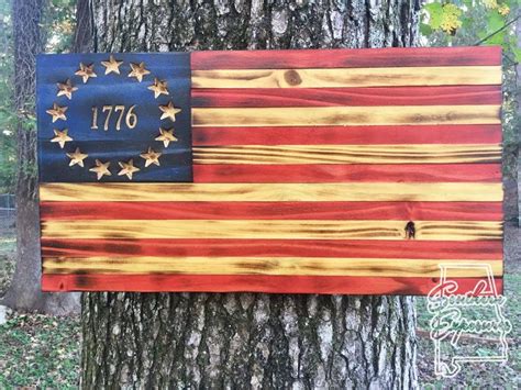 Rustic Full Color Small Betsy Ross American Flag Distressed Wood Flag