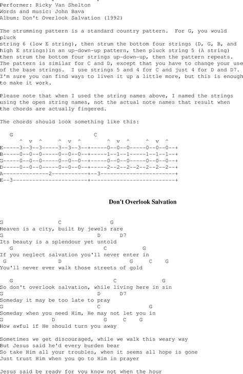 Don T Overlook Salvation Christian Gospel Song Lyrics And Chords