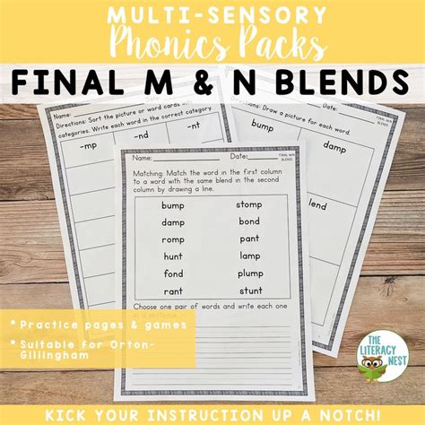 Consonant Blends Final M And N Worksheets Activities For Orton