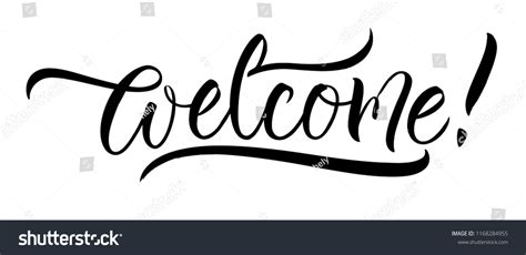 Welcome Lettering Handwritten Modern Calligraphy Brush Stock Vector (Royalty Free) 1168284955 ...