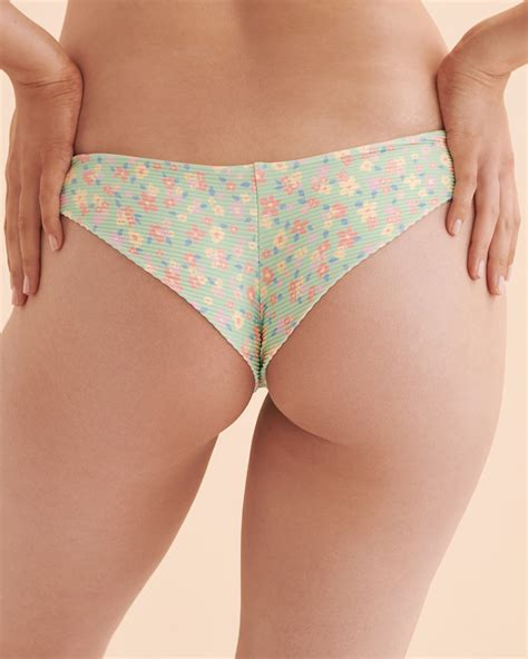 Billabong I Sea You Tanlines Thong Bikini Bottom Floral Spearmint