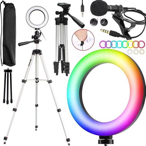 Tripé Universal Para Celular Luz Iluminador Led Rgb Ring Light Colorido