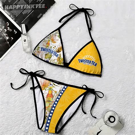 Twisted Tea Flower Triangle Beach Bikini