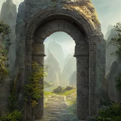 KREA Beautiful Matte Painting Of The Grand Ancient Stone Door