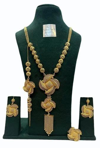 Party Wear Golden Inch Gold Plated Long Necklace Set At Rs Set