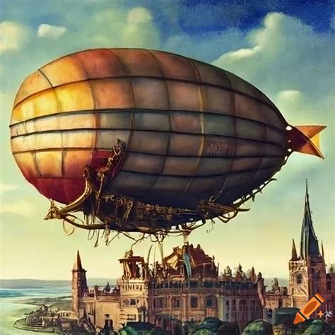 Steampunk Airship In The Sky Renaissance Fresco Inspired Art On Craiyon