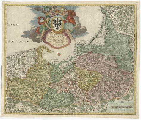 Original Old HandColored Map of the Baltic Region from Memel to Pomerania, c1720 For Sale at ...