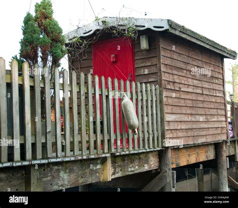 Outhouse Of House Boat On The River Orwell At Pin Mill Suffolk Uk