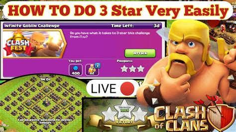 Easily 3 Star Infinite Goblin Challenge Coc New Event Attack Clash Of Clans New Event Attack