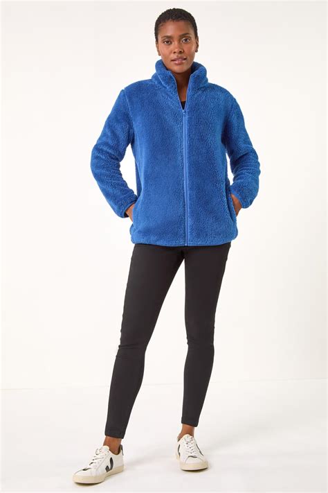 Royal Blue Soft Sherpa Fleece Jacket Roman UK